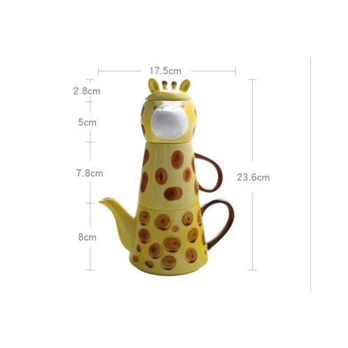  Hongjiu Ceramic mug Creative hand drawing tea teapot combination coffee cup Afternoon tea (giraffe)