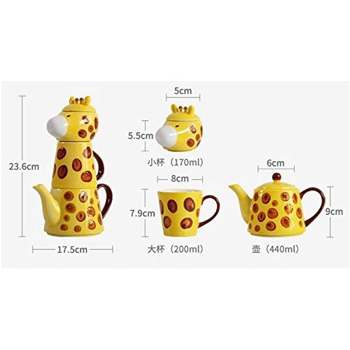  Hongjiu Ceramic mug Creative hand drawing tea teapot combination coffee cup Afternoon tea (giraffe)