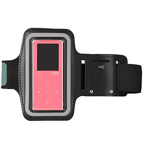  [아마존베스트]HONGYU Running Arm Band Sport Jogging Leather Armband Case Cover for MP3 Player Adjustable Gym Sports Armband (Black)