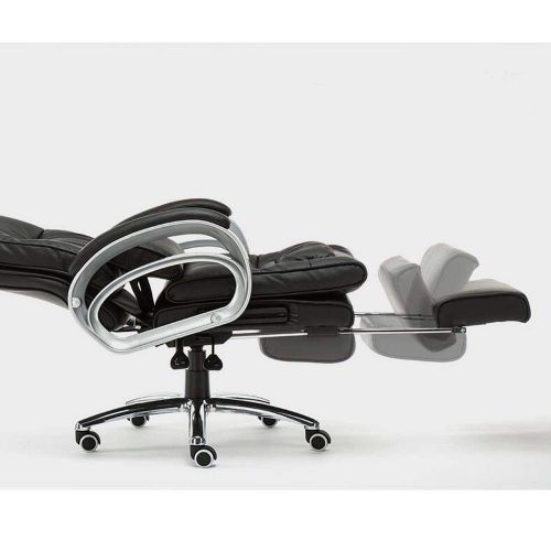  Hongyuantongxun Computer Chair Home Office Chair Reclining PU Leather Swivel Chair Massage Footrest Business Chair (Color : Black, Size : 65115cm)