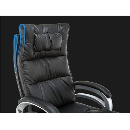  Hongyuantongxun Computer Chair Home Office Chair Reclining PU Leather Swivel Chair Massage Footrest Business Chair (Color : Black, Size : 65115cm)