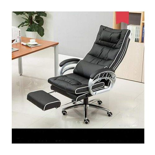  Hongyuantongxun Computer Chair Home Office Chair Reclining PU Leather Swivel Chair Massage Footrest Business Chair (Color : Black, Size : 65115cm)