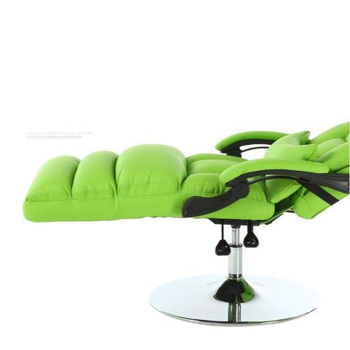  Hongyuantongxun Computer Chair Home Office Chair Reclining PU Leather Lifting Chair Massage Footrest Lunch Break Chair - Green (Color : Black, Size : 6070cm)