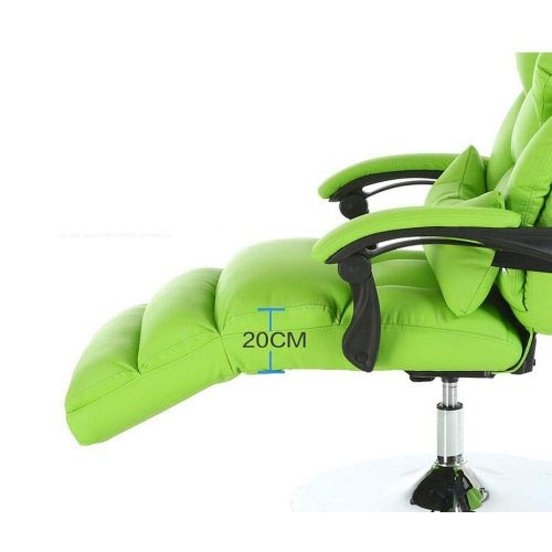  Hongyuantongxun Computer Chair Home Office Chair Reclining PU Leather Lifting Chair Massage Footrest Lunch Break Chair - Green (Color : Black, Size : 6070cm)