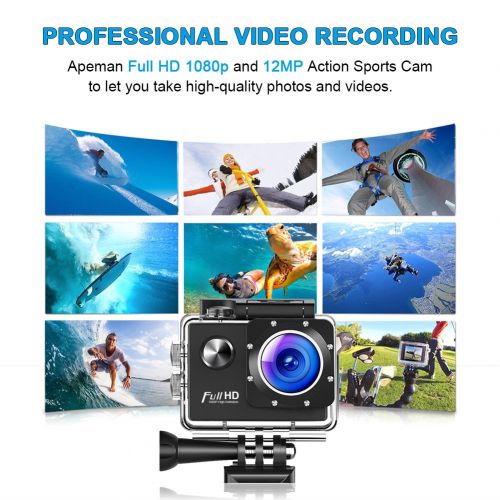  Honlibey Action Camera, 1080P Wide Angle Sport Camera Camcorder with 30M Waterproof Case and Mounting Accessories for Diving Hiking Cycling Swimming Climbing