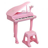 Honor-Y Kids Toy Grand Piano With 37-Key Keyboard Stool and Microphone Little Princess Education Baby Toy Piano Support Ipad/Smartphone/MP3 for Toddlers Boys and Girls (Pink)
