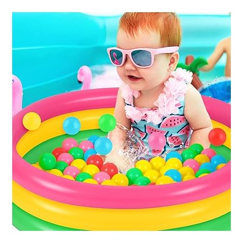  Kiddie Pool Baby Pool Inflatable Pool with 50 Pcs Balls, Inflatable Swimming Pools Blow up for Beach Water Play Backyard Summer Indoor and Outdoor Party Supplies (35.4 Inch)