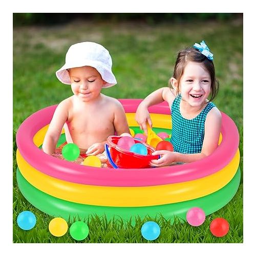  Kiddie Pool Baby Pool Inflatable Pool with 50 Pcs Balls, Inflatable Swimming Pools Blow up for Beach Water Play Backyard Summer Indoor and Outdoor Party Supplies (35.4 Inch)