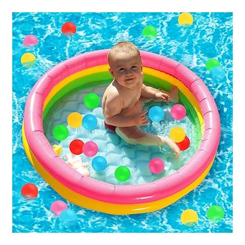  Kiddie Pool Baby Pool Inflatable Pool with 50 Pcs Balls, Inflatable Swimming Pools Blow up for Beach Water Play Backyard Summer Indoor and Outdoor Party Supplies (35.4 Inch)