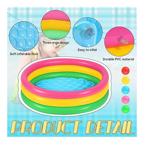  Kiddie Pool Baby Pool Inflatable Pool with 50 Pcs Balls, Inflatable Swimming Pools Blow up for Beach Water Play Backyard Summer Indoor and Outdoor Party Supplies (35.4 Inch)