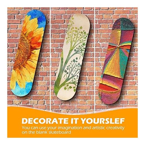  12 Pack Blank Skateboard Decks Maple Skateboard Deck 8 x 32 Inch 7 Ply Wooden Skate Decks Natural Wood Double Tail Plain Skateboard Concave Light Deck Bulk for Art Painting Replacement Home Decoration