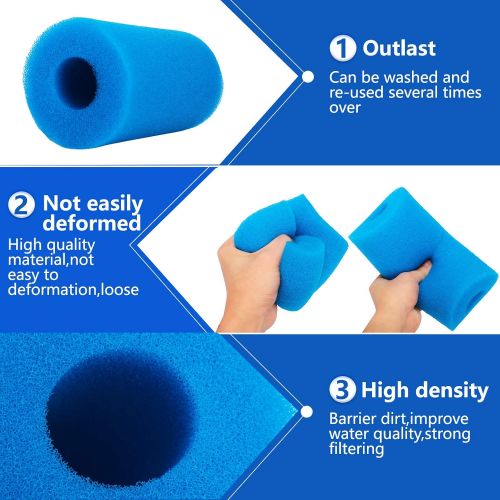  Honoson Pool Filter Sponge Cartridge Swimming Pool Filter Foam Pool Cleaner Foam Replacement Reusable Washable Hot Tub Cleaner Tool Compatible with Intex Type A Cleaning Replacemen