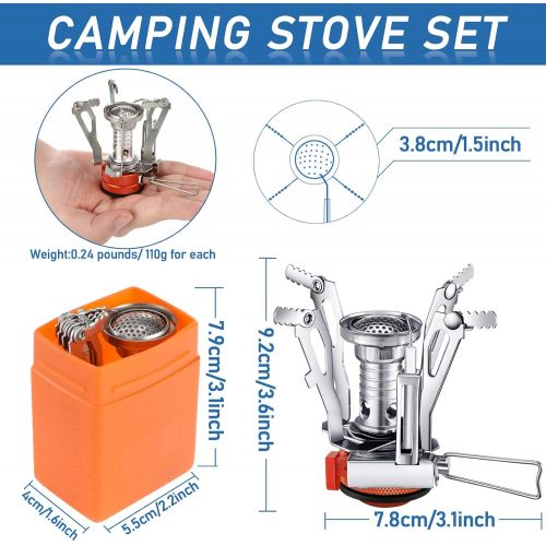  Honoson Camping Stove Travel Stove Windproof Backpacking Stove with Piezo Ignition Portable Fuel Burner for Outdoor Camping Hiking Cooking