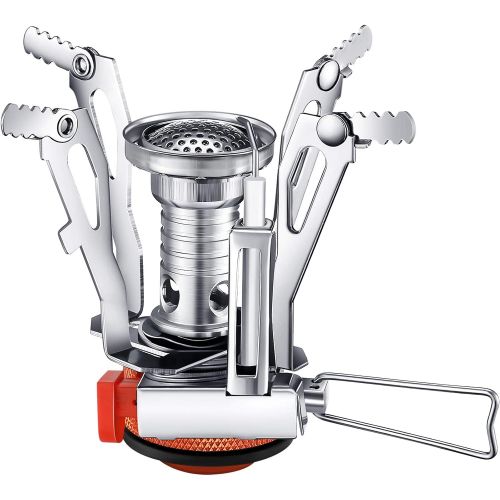  Honoson Camping Stove Travel Stove Windproof Backpacking Stove with Piezo Ignition Portable Fuel Burner for Outdoor Camping Hiking Cooking