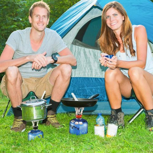  Honoson Camping Stove Travel Stove Windproof Backpacking Stove with Piezo Ignition Portable Fuel Burner for Outdoor Camping Hiking Cooking