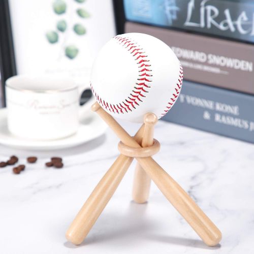  Honoson Baseball Stand Baseball Holders for Balls Display Wooden Baseball Bat Display Stand Holder Display Baseball Centerpieces for Tables for Kids and Sports Lover (1 Pack)