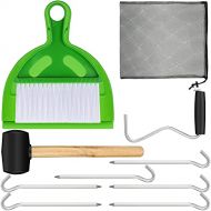 Honoson 10 Pieces Camping Tents Accessories with Rubber Hammer, Tent Peg Extractor, Tent Nails, Mini Broom and Dustpan, Nylon Mesh Bag with Drawstring