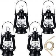 Honoson 4 Pieces Small Hurricane Lantern Oil Lamp 8 Inch Hanging Kerosene Lantern with Wick for Halloween Christmas Party Decorations Camping Hiking Backpacking Emergency