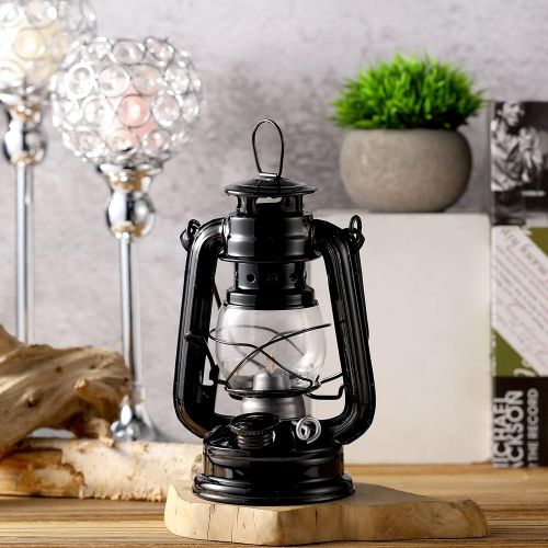  Honoson 4 Pieces Small Hurricane Lantern Oil Lamp 8 Inch Hanging Kerosene Lantern with Wick for Halloween Christmas Party Decorations Camping Hiking Backpacking Emergency