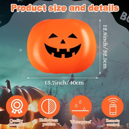  할로윈 용품Honoson 2 Pieces Halloween Pumpkin Decoration Lights Halloween Floating Pool Lights Ball Inflatable Waterproof LED Floating Ball Pumpkin Battery Color Changing Ball for Halloween Party Poo