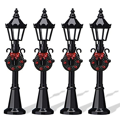  Honoson Christmas Mini Street Light Models Street Lamp Models Miniature Street Lights Decorative Dollhouse Streetlight Models Christmas Small Street Lamp for Christmas Dollhouse (Classic S