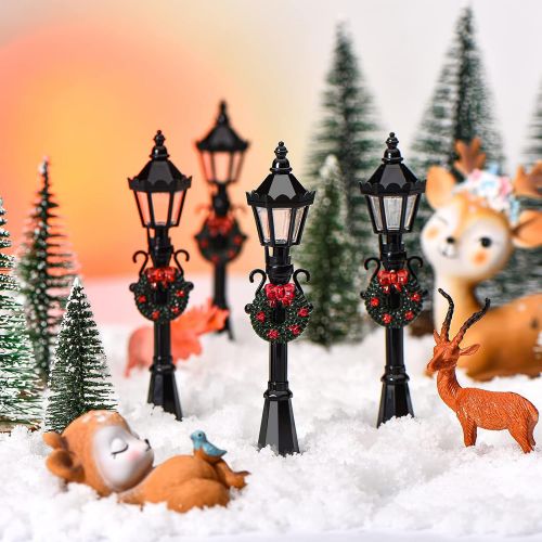  Honoson Christmas Mini Street Light Models Street Lamp Models Miniature Street Lights Decorative Dollhouse Streetlight Models Christmas Small Street Lamp for Christmas Dollhouse (Classic S