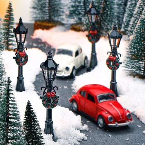  Honoson Christmas Mini Street Light Models Street Lamp Models Miniature Street Lights Decorative Dollhouse Streetlight Models Christmas Small Street Lamp for Christmas Dollhouse (Classic S