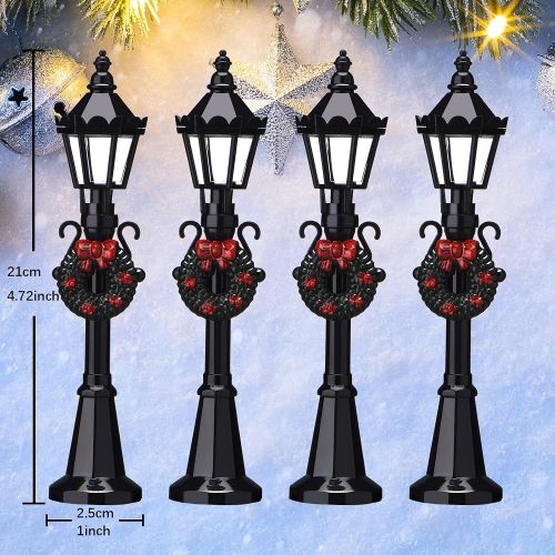  Honoson Christmas Mini Street Light Models Street Lamp Models Miniature Street Lights Decorative Dollhouse Streetlight Models Christmas Small Street Lamp for Christmas Dollhouse (Classic S