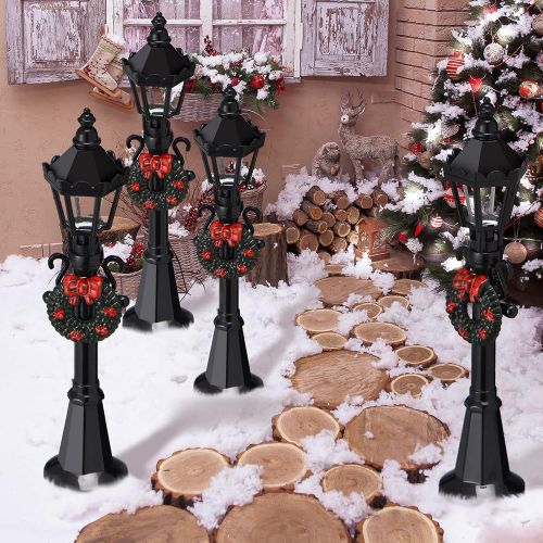  Honoson Christmas Mini Street Light Models Street Lamp Models Miniature Street Lights Decorative Dollhouse Streetlight Models Christmas Small Street Lamp for Christmas Dollhouse (Classic S