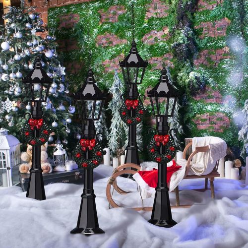  Honoson Christmas Mini Street Light Models Street Lamp Models Miniature Street Lights Decorative Dollhouse Streetlight Models Christmas Small Street Lamp for Christmas Dollhouse (Classic S