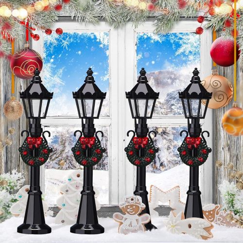  Honoson Christmas Mini Street Light Models Street Lamp Models Miniature Street Lights Decorative Dollhouse Streetlight Models Christmas Small Street Lamp for Christmas Dollhouse (Classic S