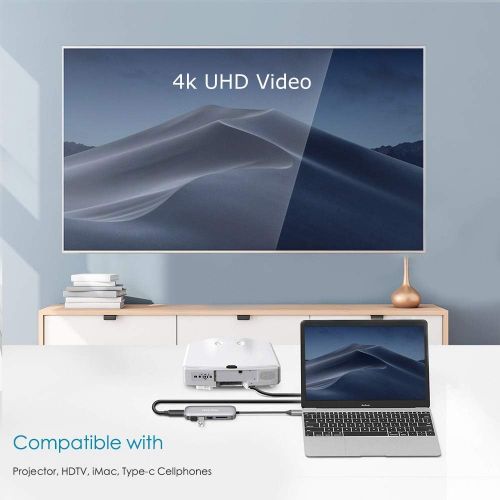  [아마존 핫딜] [아마존핫딜]USB C Hub, HooToo 6-in-1 USB C to 4K HDMI Adapter with 100W Power Delivery, SD Card Reader, 3 USB 3.0 Port for MacBook/Pro/Air/iMac and Type C Windows Laptops - Space Gray (2019 Up