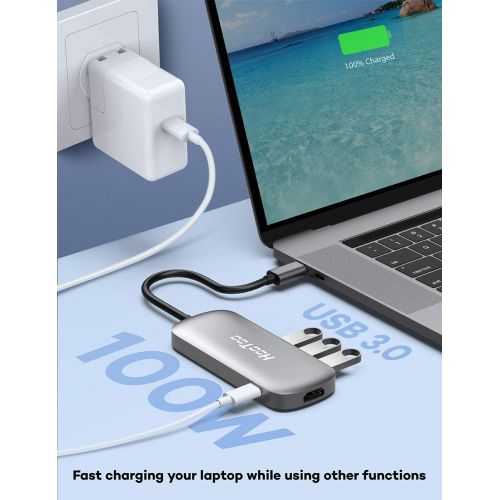  [아마존 핫딜] [아마존핫딜]HooToo USB C Hub, 6-in-1 USB C Adapter with 4K USB C to HDMI, 3 USB 3.0 Ports, SD Card Reader, Pd Charging Port for MacBook/Pro/Air，Chromebook，and More USB C Devices (Grey)