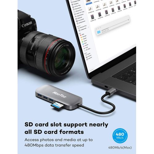 [아마존 핫딜] [아마존핫딜]HooToo USB C Hub, 6-in-1 USB C Adapter with 4K USB C to HDMI, 3 USB 3.0 Ports, SD Card Reader, Pd Charging Port for MacBook/Pro/Air，Chromebook，and More USB C Devices (Grey)