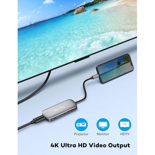  [아마존 핫딜] [아마존핫딜]HooToo USB C Hub, 6-in-1 USB C Adapter with 4K USB C to HDMI, 3 USB 3.0 Ports, SD Card Reader, Pd Charging Port for MacBook/Pro/Air，Chromebook，and More USB C Devices (Grey)