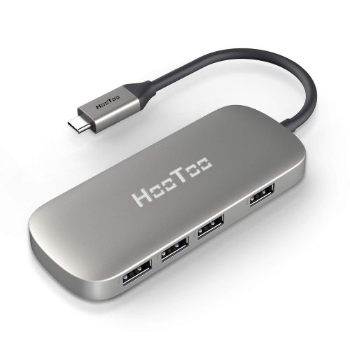  USB C Hub, HooToo Type C Adapter with 4 USB 3.0 Ports for MacBook Pro, Google Chromebook and More USB C Laptop- Gray