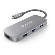 HooToo USB C Hub, 6-in-1 USB C Adapter with Ethernet Port, 4K USB C to HDMI, 100W Power Delivery, 3 USB 3.0 Ports for MacBook/Pro/Air & Type C Windows Laptops - Space Grey