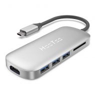 HooToo USB C Hub, 6-in-1 USB C Adapter (2019 Upgrade) with Power Delivery, 4K HDMI, 3 USB 3.0 for MacBook/Pro/Air and Type C Windows Laptops (Silver)