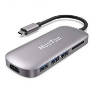 HooToo USB C Hub, 6-in-1 USB C Adapter (2019 Upgrade) with 4K USB C to HDMI, Power Delivery, 3 USB 3.0 for MacBook/Pro/Air and Type C Windows Laptops(Grey)