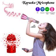HooYL Microphone for Kids - Portable Wireless Microphone Karaoke with Bluetooth Speakers for Music Playing and Singing Anytime Anywhere - Support IPhone/Android IOS Smartphone/Tablet Com