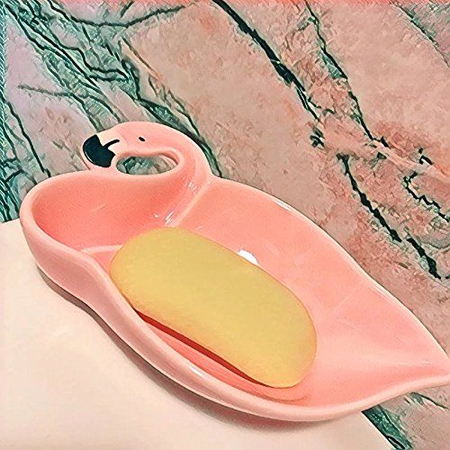  Hoocozi Flamingo Ceramic Dessert Plate, Decorative Porcelain Holding Jewelry Dish from, Pink, 1Pce, 5.9