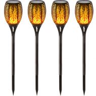 Solar Light Upgraded, Hoohome 4Pack Solar Torch Lights, Waterproof Flickering Flame Solar Garden Light Outdoor Landscape Decoration, Dusk to Dawn Auto On/Off Solar Spotlight for Ga