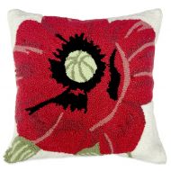 Hooked Poppy Throw Pillow in Red