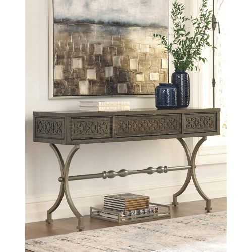  Hooker Ashley Furniture Signature Design - Quinnland Console Sofa Table - Antique Black