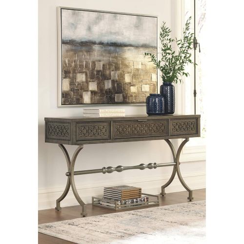  Hooker Ashley Furniture Signature Design - Quinnland Console Sofa Table - Antique Black