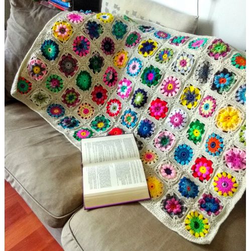  Hookloopsarah CUSTOM Crochet Flower Stroller Blanket Throw, floral hippie decor Lapghan, Boho Sofa Pram Crib Cover, colorful Granny chunky, Rainbow Decor