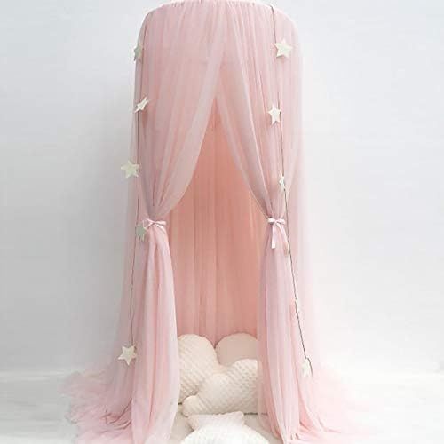  [아마존베스트]Hoomall Bed Canopy Princess Kids Girls Mosquito Net Round Lace Dome Princess Play Tent Bedding for Baby Kids Childrens Room 240cm (Pink 2019)