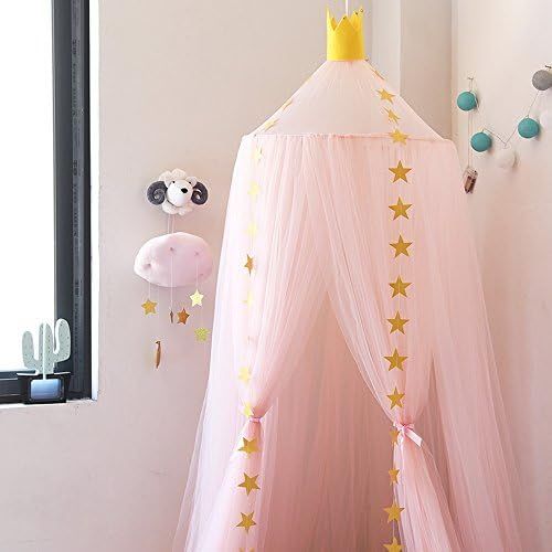  [아마존베스트]Hoomall Bed Canopy Princess Kids Girls Mosquito Net Round Lace Dome Princess Play Tent Bedding for Baby Kids Childrens Room 240cm (Pink 2019)