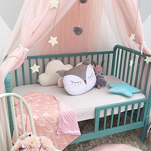  [아마존베스트]Hoomall Bed Canopy Princess Kids Girls Mosquito Net Round Lace Dome Princess Play Tent Bedding for Baby Kids Childrens Room 240cm (Pink 2019)