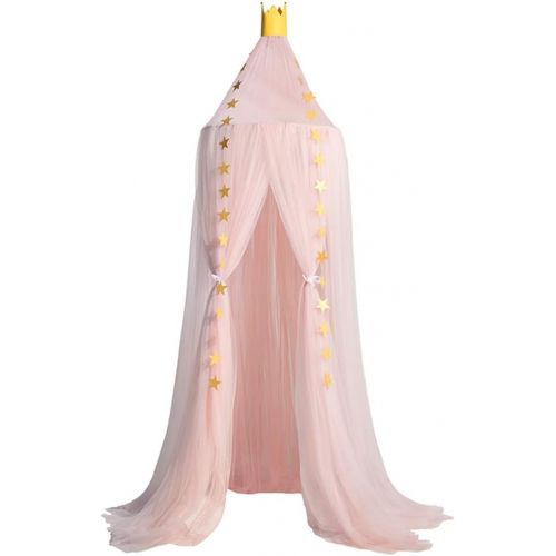  [아마존베스트]Hoomall Bed Canopy Princess Kids Girls Mosquito Net Round Lace Dome Princess Play Tent Bedding for Baby Kids Childrens Room 240cm (Pink 2019)